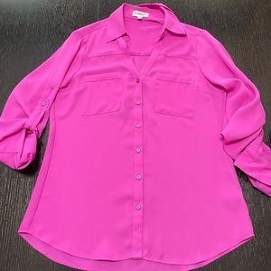 Express sheer blouse in hot pink. Size small petite.